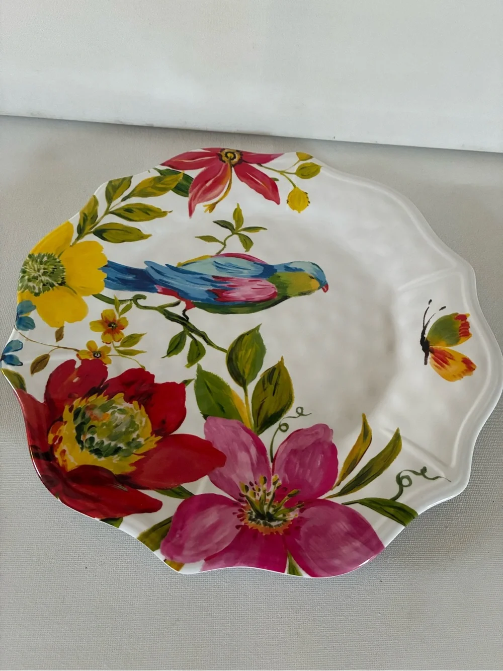 Pier 1 Floral & Blue Bird Dinner Plates  Melamine - Multicolor Set of 5